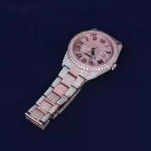 Luxury Fashion Professional Quartz Sapphire Crystal Day/Date <b>Stainless</b> <b>Steel</b> Moissanite Diamond <b>Men's</b> Wristwatch - Product Image 5