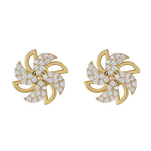 Orecchini a Perno E1572 con Fiore in Oro, Diamanti Taglio Brillante Rotondo, Montatura a Griffe, Lusso per Uso Quotidiano Femminile - Product Image 1