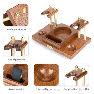 Soporte de madera para pipas Scottie con caja de almacenamiento para tabaco, organizador de escritorio para pipas de fumar, regalo. - Product Image 5