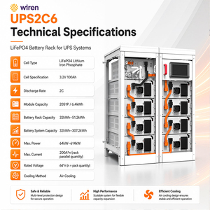 Batterie LiFePO4 à décharge rapide 2C 32kWh-307.2kWh pour alimentation de secours UPS commerciale 64kW-614kW, armoire BESS solaire industrielle - Product Image 4