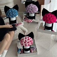 Buket Bunga Abadi Tahan Lama Ukuran Sedang dengan Ikat Pita Mawar untuk Istri/Pacar Anda - Hari Valentine & Hari Jadi