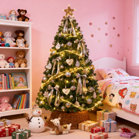 Sapin de Noël en PVC de haute qualité avec lumières LED et ornements, idéal pour l'atmosphère de Noël magique dans la maison, le centre commercial, les scénarios de chambre à coucher