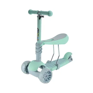 China Hot Sale Factory New Design 3 Wheel Kids Scooter For Child And Baby With Seat And Big PU Wheels