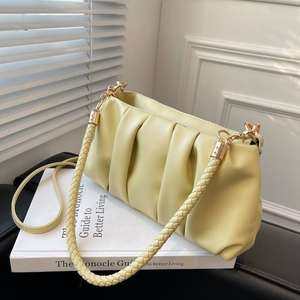 New European and American fashion women's <b>bag</b> chain Pu leather armpit <b>bag</b> popular high sense pleated shoulder <b>bag</b> - Product Image 1