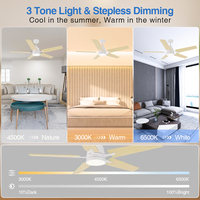 Ventilateur de plafond à pales droites Nordic Fresh 48 pouces avec LED RGB, télécommande, 6 vitesses, économie d'énergie - Ventilateur de plafond à pales droites