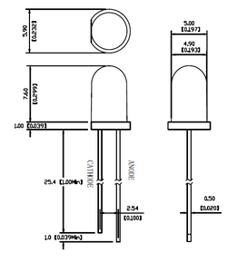Diodo LED JH Juhong de Alta Luminosidad, <span class=keywords><strong>Amarillo</strong></span>, Super Flux, 5mm, 1.8-2.4V, Regulable, Certificado ROHS/REACH, Alta Intensidad Luminosa - Product Image 2