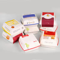 Boîte à emporter pour hamburger en kraft, papier de qualité alimentaire, auto-montable, imperméable, portable, lamination brillante, hot-dog, poulet frit, sushi