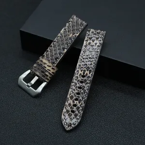 Elegante patrón de serpiente real exótico 20-26MM correas de reloj de cuero genuino hecho a mano correa de reloj Pytho intercambiable para Panera - Product Image 2