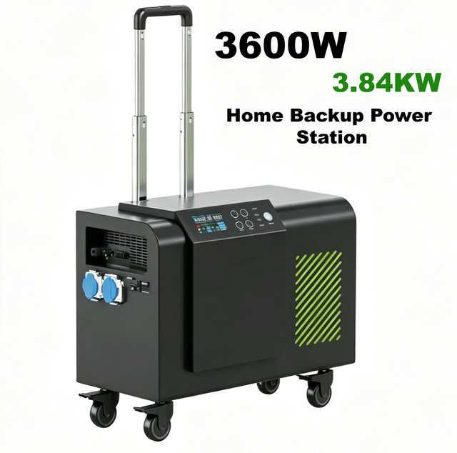 TSX All One 3600W 3.84kWh Wheeled LiFePO4 External Battery Solar Power Station UPS Generator Home Backup Pure Sine Wave Car