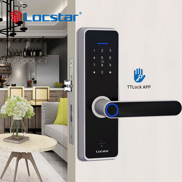 Locstar Keypad Fingerprint Enabled Small App Base Station Electronic Digital Wifi Door Smart BLE Lock