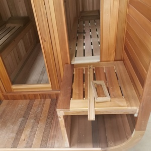 Traditionelle 6 Personen Sauna aus roter Zeder Sauna im Freien mit Harvia Sona Heizung im Freien Trocken wärme Sauna kabine - Product Image 4