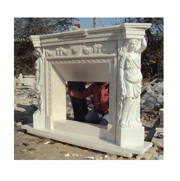 ヨーロピアンスタイルの家の装飾文化白い大理石屋内刻まれたビクトリア朝のインサート暖炉サラウンド価格