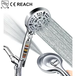 Pomme de douche a main Best Seller High Pressure 8-Seting Handheld Showerhead Built in Power Wash Jet Two Function