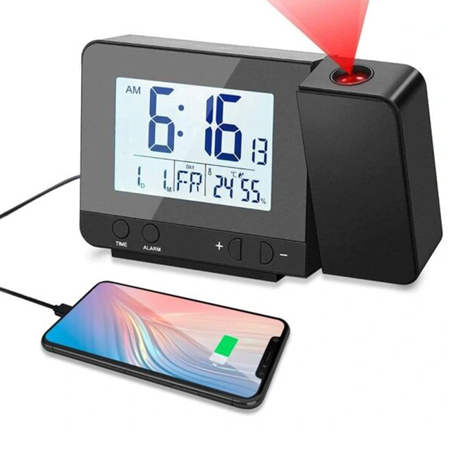 Infrared Control Sleep Wall Monitoring Time Watch LED Digital Projection Alarm Clock