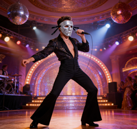 Masque de costume d'horreur d'Halloween avec effet boule disco réfléchissante et clignotante pour les fêtes et les carnavals