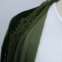 Vente en gros d'Abaya en velours et dentelle pour l'automne et l'hiver, robe islamique élégante et modeste pour femmes musulmanes, broderie florale, ensemble assorti avec hijab
