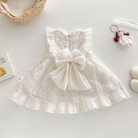 Robe sans manches pour bébé fille, été, nœud en dentelle, jupe princesse, vêtements pour enfants tendance
