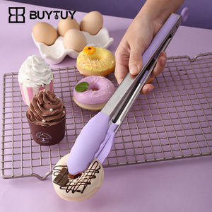 Silicone Food Tongs Stainless Steel Spatula Tongs Heat Resistant BBQ <b>Tools</b> For Grilling Meat Steak Bread Flipping - Product Image 3