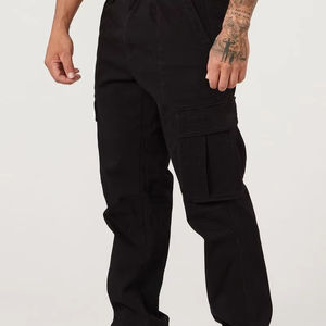 Pantalon de sport décontracté pour homme avec grandes poches Automne Splicing Couleur unie Taille moyenne Front plat Coupe droite ample Nouveau pantalon de travail - Product Image 1