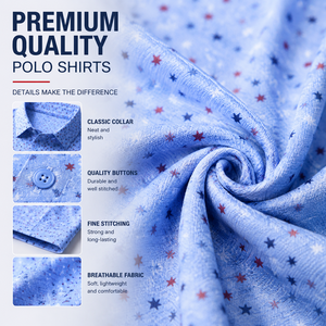 Polos de Golf Personalizados para Hombre, Color Azul Claro, Diseño de Microestrellas, Manga Corta, Marca Privada, Fabricante OEM ODM - Product Image 3
