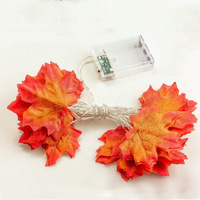 Guirlande lumineuse LED en forme de feuille d'érable et de citrouille, pour Noël et Halloween, IP44, luminosité réglable, décoration