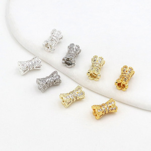 Bracelet DIY en cuivre plaqué or 14 carats avec zircon incrusté, vis, écrous, pétales, entretoises et perles baril, avec couleur inaltérable - Product Image 1