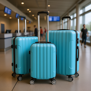 Maleta rígida 3 en 1 Db con ruedas giratorias, cerradura, gran capacidad, equipaje de viaje, azul, mango telescópico de plástico, cremallera - Product Image 2