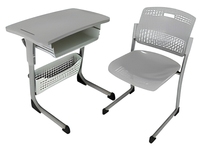 Ensemble chaise et bureau individuels modernes pour collège, réglables en hauteur, couleur personnalisable, durables et écologiques
