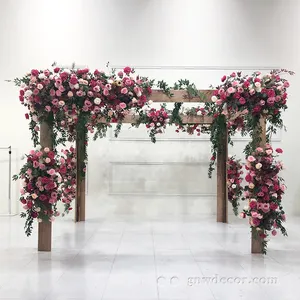 GNW Wood Stand Backdrop Flower Frame Artificial Flower Arch Garden Wedding Arch Home Decoration Event Stage Backdrop