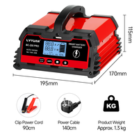 LVYUAN Chargeur de batterie de voiture 20A entièrement automatique 12V 24V Smart LCD Compensation de maintenance de batterie pour moto