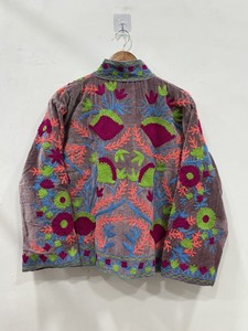 Unisex Spring <b>Jacket</b> Ethnic Luxury Outerwear Suzani Boho Coat Indian Suzani Embroidery <b>Velvet</b> <b>Jacket</b> for Spring Wardrobes - Product Image 5