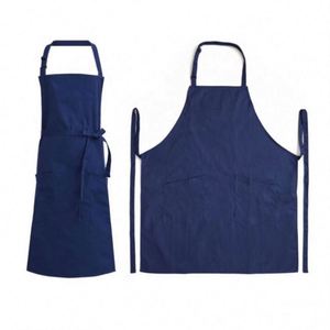 Custom Print Polyester Cotton Chef Apron Blank Unisex Adjustable <b>Bib</b> Apron With 2 Roomy Pockets - Product Image 2