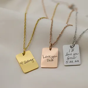 New Fashion Stainless Steel Blank Square Pendant Engraving Custom Date Necklace Personalized Necklace Personalized Jewelry