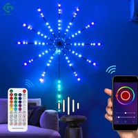 Bande lumineuse LED de Noël à effets feux d'artifice, 60 LED multicolores, contrôle sonore, synchronisation musicale, télécommande, mode dynamique étoile éclatante