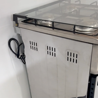 Cuisinière à gaz quatre brûleurs avec four en acier inoxydable et verre miroir, prix compétitif