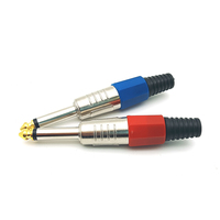 1/4 "6.35mm 2 tiang TS, Speaker Mono konektor Plug Stereo Audio untuk kabel AV mikrofon
