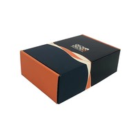 Caja de cartón corrugado negra, suave, para embalaje de ropa, venta al por mayor, impresión delicada, caja superior abierta a color