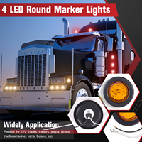 Feux de position latéraux à 4 LED de 2 pouces avec anneaux en caoutchouc, avec œillet et câble de raccordement pour camion, remorque, camping-car, étanches IP67
