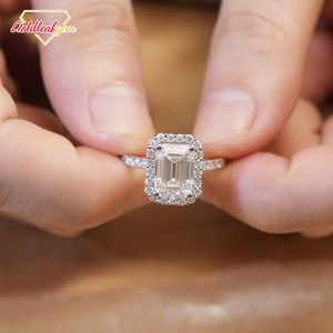 Goldleaf Classic 925 <b>Silver</b> <b>Emerald</b> Cut Moissanite Engagement <b>Ring</b> for Women - Product Image 6