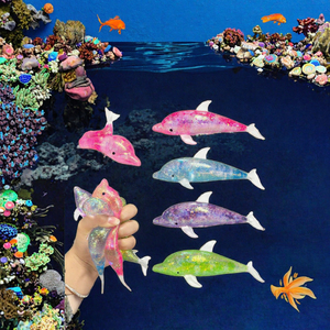 <b>Glitter</b> Dolphin Stress <b>Ball</b> Squishy Fidget Toy Soft Sensory Squeeze Toy Sea Animal Relaxation Gift - Product Image 2