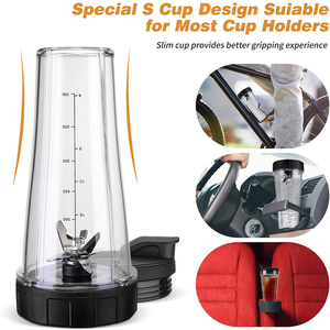 Pièces de rechange pour blender <span class=keywords><strong>Ninja</strong></span> SS101, kit de gobelets individuels fins de 24 oz avec couvercles à emporter et lame à 7 ailettes, compatible avec SS351 SS400 - Product Image 2