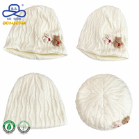 Bonnet Ourson Kawaii en Tricot Câblé Crème Texture Ondulée – Accessoire Hiver Confortable – Fabrication et Approvisionnement en Stock