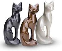 Guci Pemakaman Desain Figur Kucing untuk Abu Hewan Peliharaan Kucing Desain Hutan Gaya Amerika Lapisan Bubuk Hitam