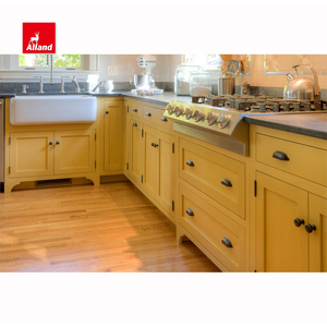 Alland Frame Encart Jaune Peint Laque Shaker Farm Design Import Armoire de cuisine moderne avec Washbin Clean Grille Island - Product Image 4
