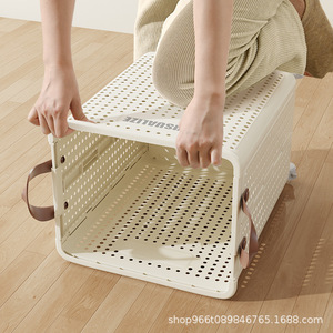 Visualize Collapsible Laundry <b>Basket</b> Rectangle Foldable With Wheels For Home Clothes <b>Storage</b> - Product Image 2