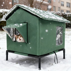 Tente pour chat imperméable et isolée, amovible, lavable, facile à nettoyer, design surélevé, abri pour <span class=keywords><strong>animaux</strong></span> de compagnie, résistant au froid, chaud - Product Image 2