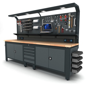 Proline Plus + Combo 3001 établi industriel en métal à usage intensif en acier de qualité supérieure pour le travail du bois fabricant turc bois de hêtre massif - Product Image 2