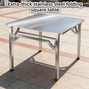 Mesa Cuadrada Plegable <span class=keywords><strong>de</strong></span> Acero Inoxidable Extra Grueso, Diseño Moderno y Simple, Portátil para Exteriores, Campamento, Picnic, Restaurante, <span class=keywords><strong>Banco</strong></span> <span class=keywords><strong>de</strong></span> <span class=keywords><strong>Trabajo</strong></span> - Product Image 5
