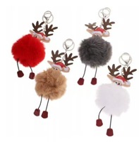 Porte-clés de Noël en peluche Élan rose moelleux, pendentif pour sac à main, créatif et adorable, cadeau de Noël, accessoires de fêtes