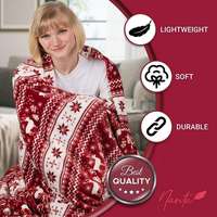 Couverture promotionnelle de cadeaux de Noël Couverture portable en flanelle d'impression d'élan rouge personnalisée avec sac exquis